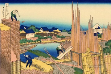  Hokusai Pintura al %C3%B3leo - honjo tatekawa el almacén de madera en honjo Katsushika Hokusai japonés